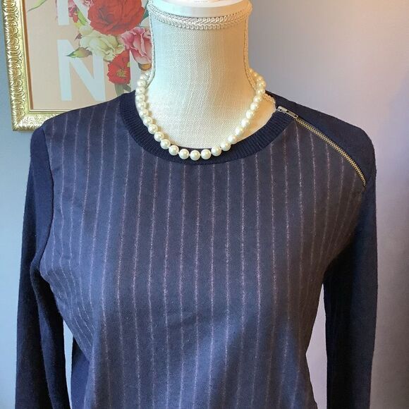 J. Crew Navy Wool Crew Neck Sweater - Picture 2 of 6